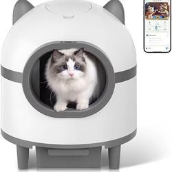 Brand New Self Cleaning Cat Litter Box, Large Automatic Cat Litter Box for Multiple Cats with APP Control Odor Removal Safety Protection 2 Rolls Garba