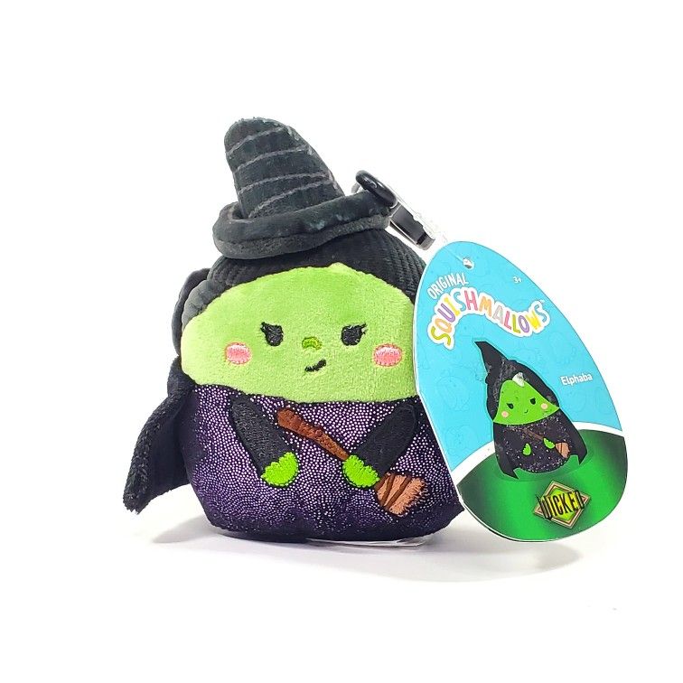 NEW 2024 Original Squishmallow Wicked Elphaba 3" Keychain Clip-On