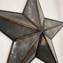 Star Wall Decor - Antiqued Mirror And Brass