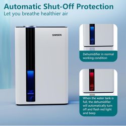 95oz Dehumidifier for Home, 800 sq ft, Reusable Filter, Small Dehumidifier with Drain Hose, Dehumidifiers for Bedroom Bathroom Basements Closet RV