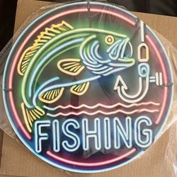 Round Metal Vintage Fishing Sign