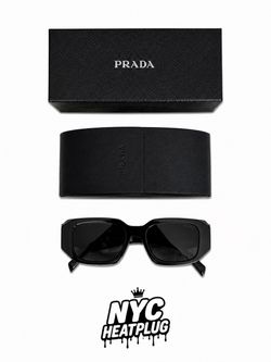 Prada Black Milano Rectangle Sunglasses with Case