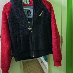 Nautica Zip-up Thick Sweater (Small, Blue and Red)