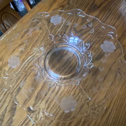 Vintage Etched Glass Plant Dish 