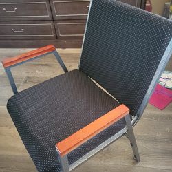 Heavy Duty Black Dot Fabric Stack Chair with Arms set of 2