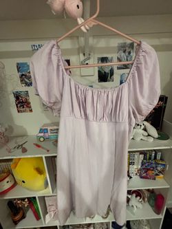 Lilac Puff Sleeve  Babydoll Dress