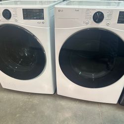 LG Stackable Front Load Washer And Dryer Set In White  