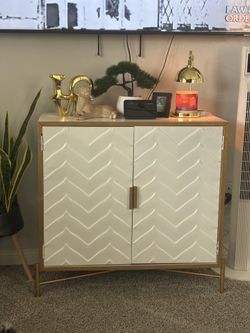 White & Gold Sideboard Buffet Cabinet,