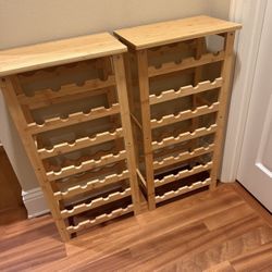 Bamboo Wine Rack Set (2) – 7-Tier, Holds 28 Bottles Each (56 Total)