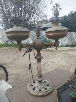 Rare Antique Lamp With Marble
