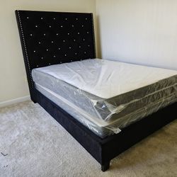 Queen Black Bed Mattress And Box Spring Special