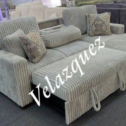 ✅️✅️2-Piece Convertible Sectional
Sleeper Sofa W/Fold-Down Table & Chaise Storage✅️✅️✅️