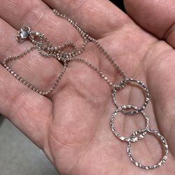 Sterling Silver Necklace And Pendant 3 Ring