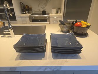 Handmade Asian square dinner plates