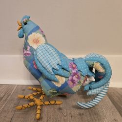 Farm Rooster/Chicken Quilted Country Unique Teal & Flowers/Multi Colors 12”