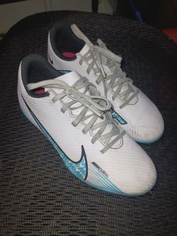 Nike Mercurial Soccer Cleats White Light Blue Size 3.5 Youth 