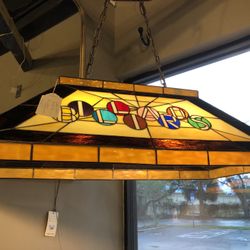 Fantastic Stained Glass Billiards /Pool Hanging Light fixture 32.5” w 16” d  12” h