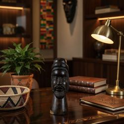 Hand Carved Wood African Bust