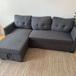Modern Gray Sectional Sofa Bed with Storage – Urgent Pickup Before Wednesday!