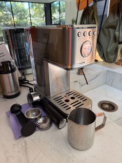 CHULUX Slim Espresso Machine with Milk Frother for Home Cappuccino & Latte