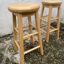 Wood Stools. 2 Pair. 