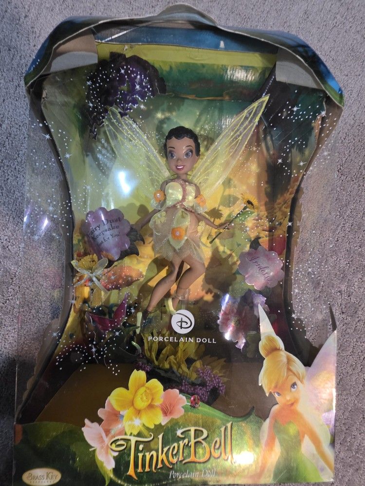Never Opened Disney Fairies Iridessa Porcelain Doll Brass Key Keepsake 2008
