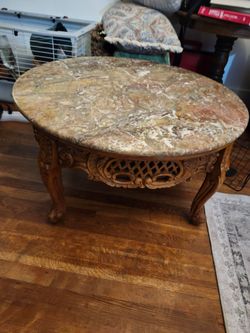 Wood and marble coffee table