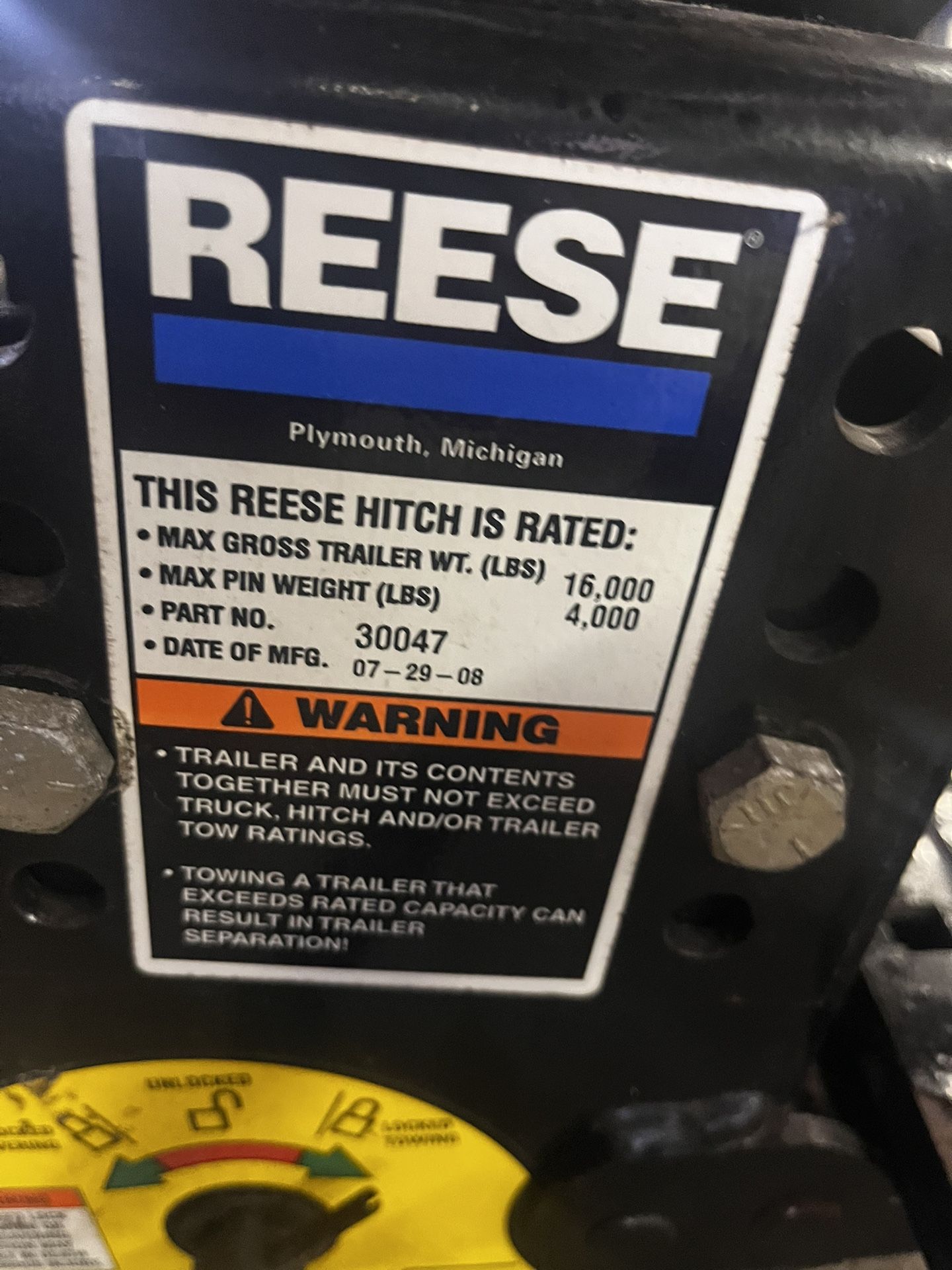 5 Th Wheel Hitch. Reese