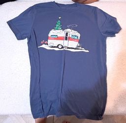 Blue Christmas Camper Graphic T-Shirt