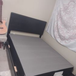 Headboard and bedframe-Black Faux leather (Full Size)