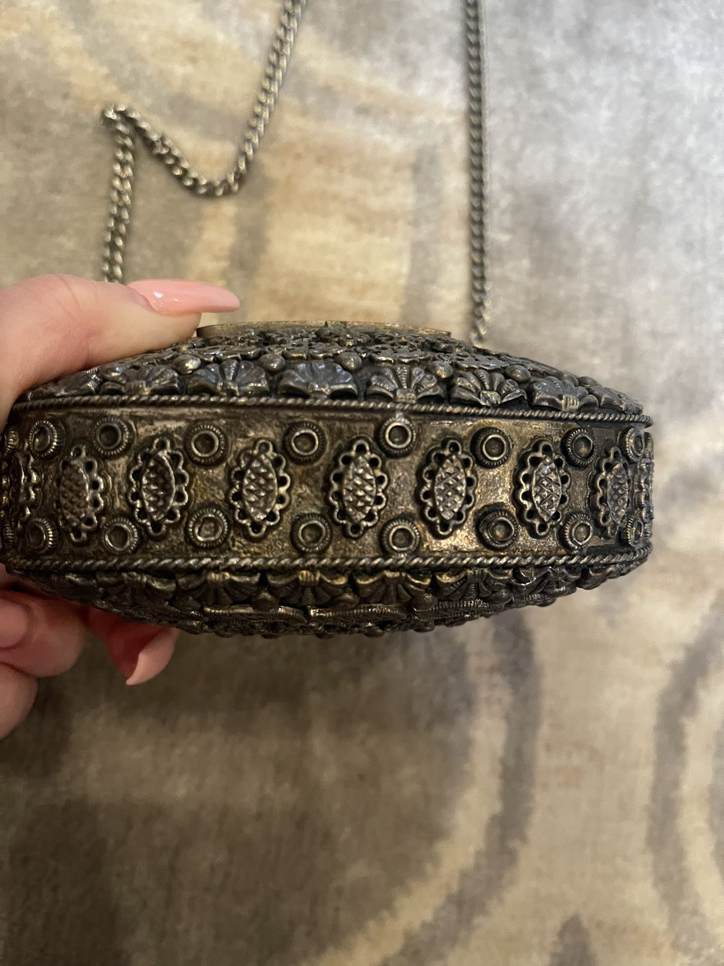 Vintage Sajai Silver Tone Metal & Natural Black Stone for Sale in