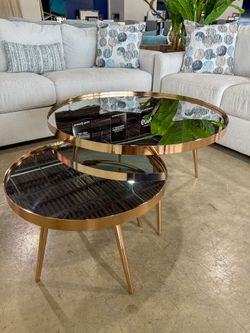 🚨 TRANSFORM YOUR LIVING ROOM TODAY 🔥✨ Modern Gold Coffee Table | Luxury 2-Piece Set ✨initial $50 ask price