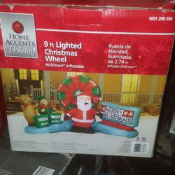 Vintage Lighted Christmas Wheel Inflatable 