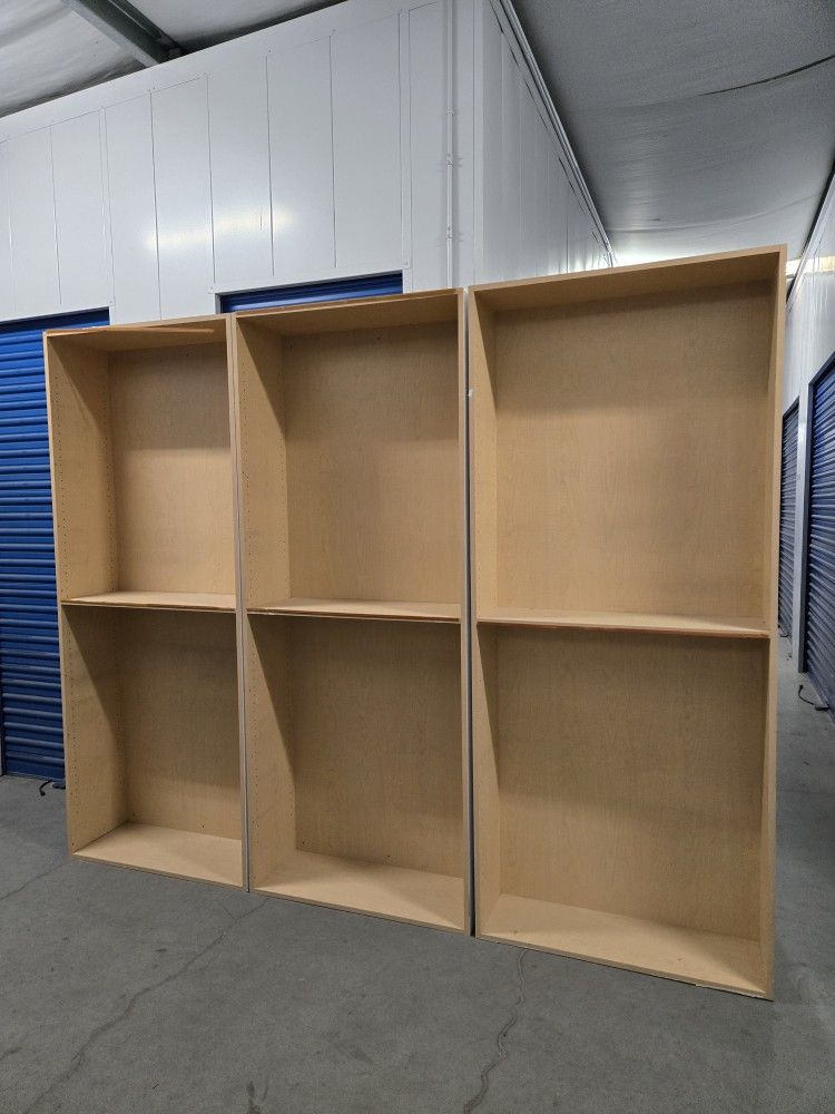 Set Of Bookshelves Wood With 10 Adjustable Shelves Each 3