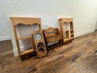 Wooden shelves