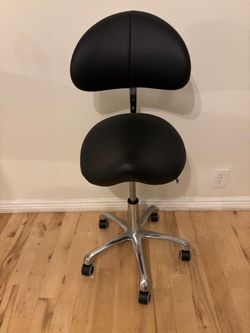 New! Saddle Stool Rolling Chair with Back Support,Esthetician Tattoo Dental Stool Chair,Lash Chairs for Eyelash Tech Massage Salon(Black,with Backrest