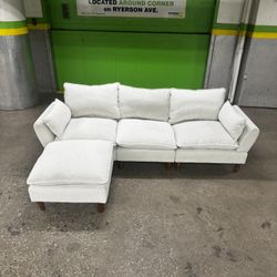 80” Modern L-Shaped Sectional Sofa with Ottoman – Free Delivery