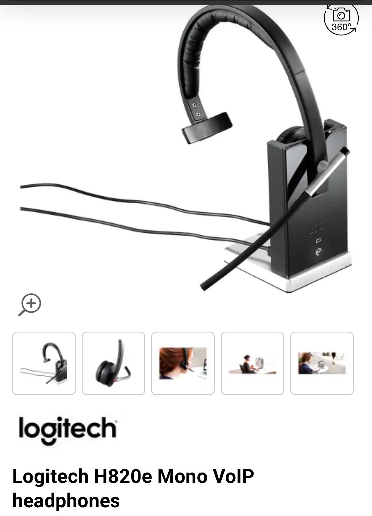 Logitech H820e Mono VoIP headphones