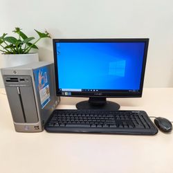 HP Slimeline PC Desktop / Windows 10 Pro / SSD / WiFi / CD-DVD / NVIDIA / USB / Monitor / Keyboard & mice