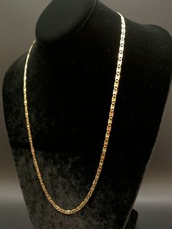 22" 3.1mm Tri gold Mariner link chain #23927