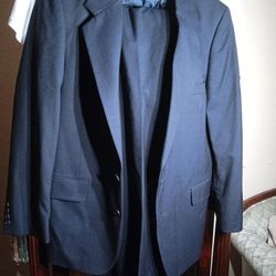 Franco Lanzetti Men's 100% Wool Suit Blazer Coat 40R With Pants 34W 28L Black