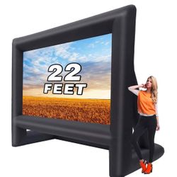22 feet Projector Screen - Inflatable Outdoor and Indoor Theater Movie Screens - Includes Rope, Blower,Tent Stakes - Great for Outdoor Party Backyard 