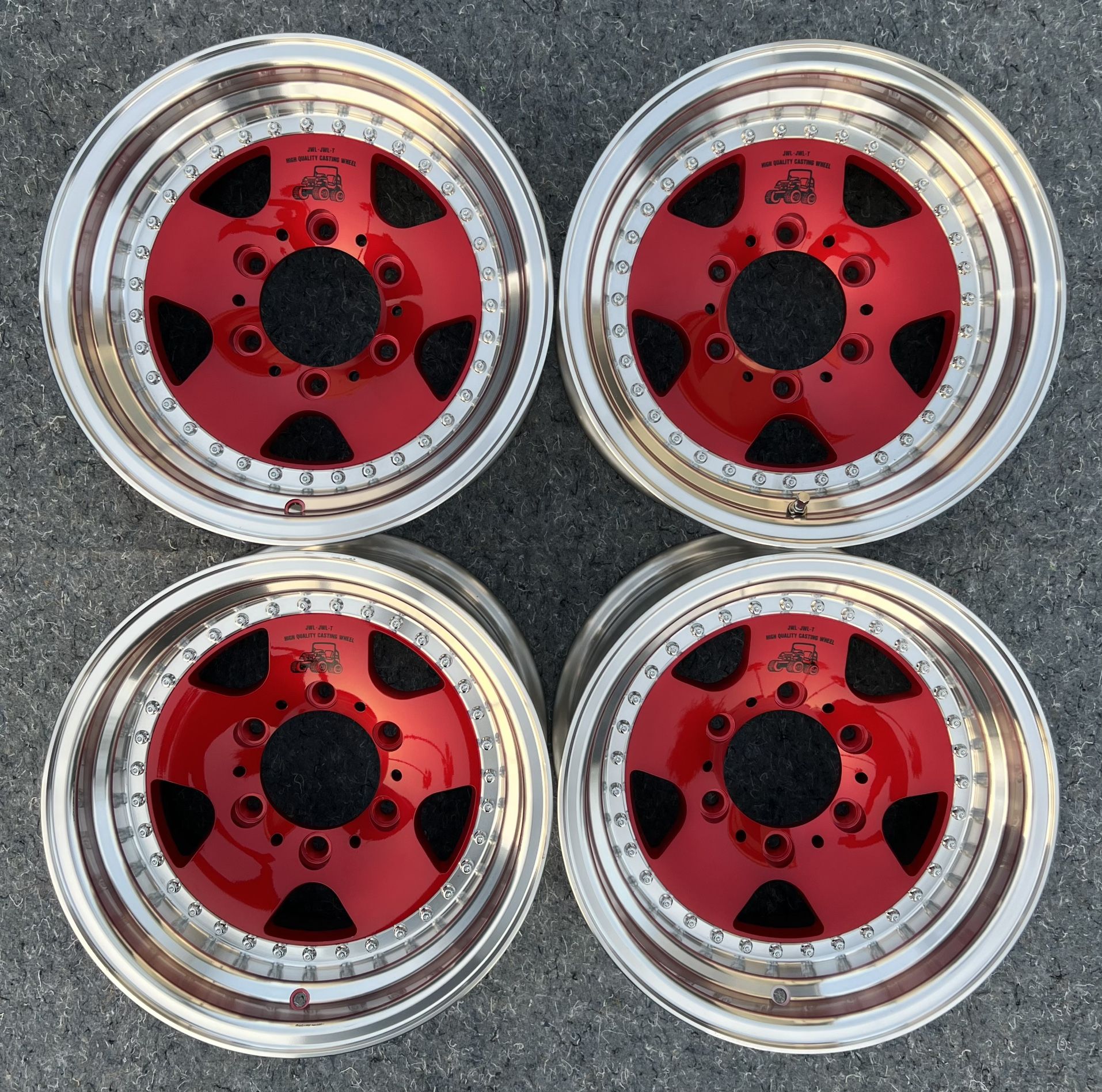 JDM 6 lug wheels 15x8 0 offset 6x139.7 Kandy red