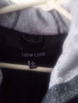 women's black jacket with grey hoody