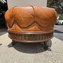 Maitland Smith Tufted Leather Round sofa