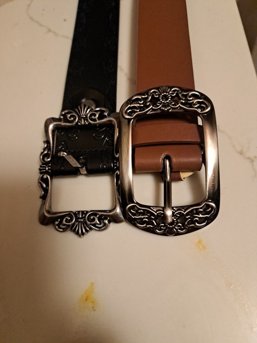 2 Women Leather Belts Both $5