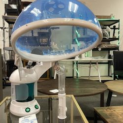 2 in 1 Mini Ozone Facial & Hair Steamer Blue White. Hair Steamer (treating brittle & damaged hair) + Facial Steamer (treating pores & dry skin)