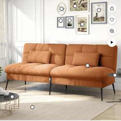 COMHOMA Cloud Comfort Convertible Futon Sofa Bed, Brown