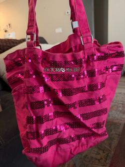 Victoria's Secret Pink Sequin Canvas Tote Bag