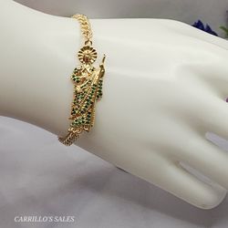 Saint Jude GOLD-PLATED Green Stones Bracelet 